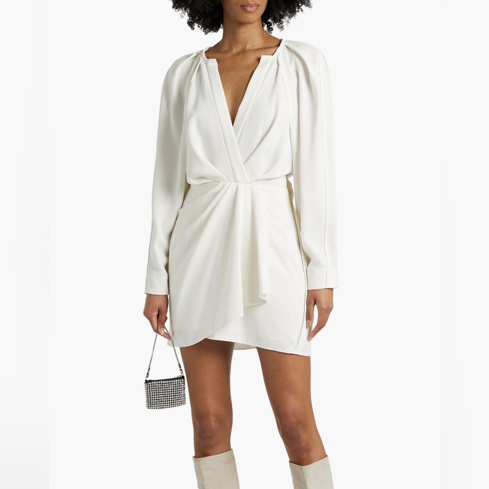 IRO PARIS Nadine short party off-white crepe mini dress US4